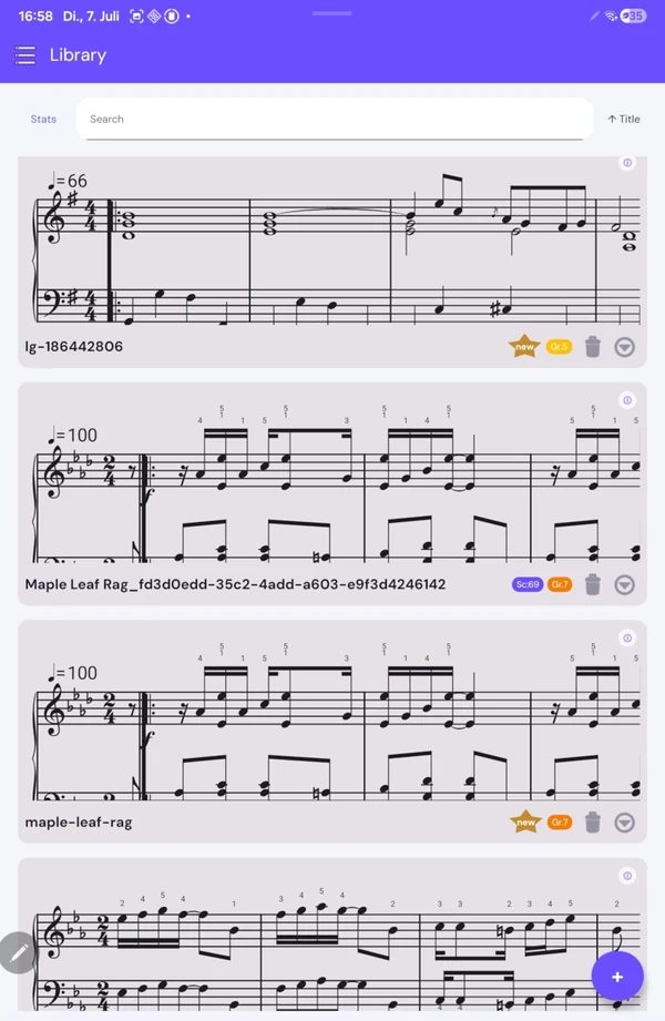 The Scoreflection library, each score shown as its opening bars.
